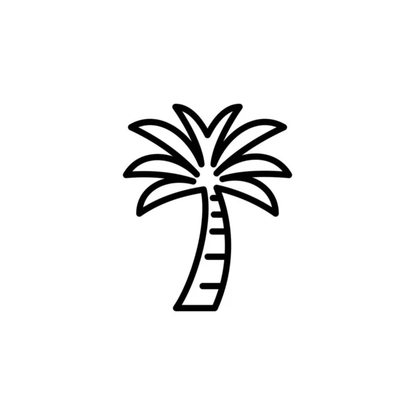 Palm Coconut Tree Island Beach Line Icon Vector Illustration Logo — Stok Vektör