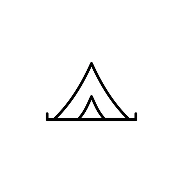 Kamp, çadır, kamp, seyahat hattı ikonu, vektör, illüstrasyon, logo şablonu. Birçok Amaç İçin Uygun.