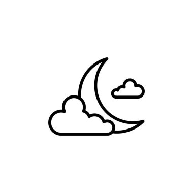 Moon, Night, Moonlight, Midnight Line Icon, Vector, Illustration, Logo Şablonu. Birçok Amaç İçin Uygun.