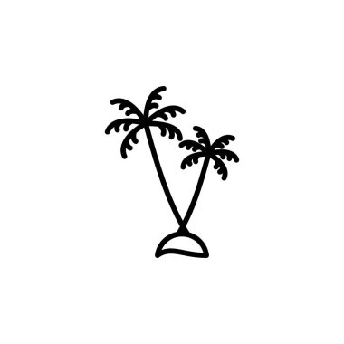 Palm, Coconut, Tree, Island, Beach Line Icon, Vector, Illustration, Logo Şablonu. Birçok Amaç İçin Uygun.