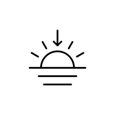 Sunrise, Sunset, Sun Line Simgesi, Vector, Illustration, Logo Şablonu. Birçok Amaç İçin Uygun.
