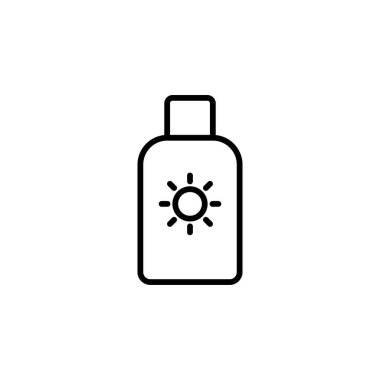 Güneş kremi, güneş kremi, losyon, yaz hattı ikonu, vektör, illüstrasyon, logo şablonu. Birçok Amaç İçin Uygun.