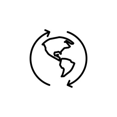 Dünya, Dünya, Global Line Simgesi, Vektör, İllüstrasyon, Logo Şablonu. Birçok Amaç İçin Uygun.