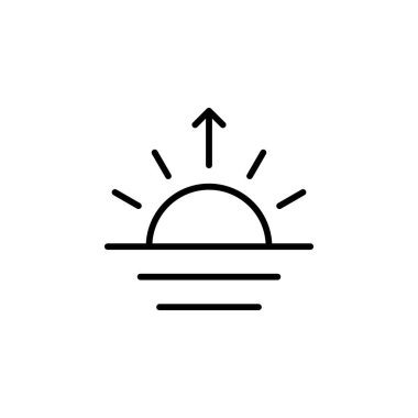 Sunrise, Sunset, Sun Line Simgesi, Vector, Illustration, Logo Şablonu. Birçok Amaç İçin Uygun.