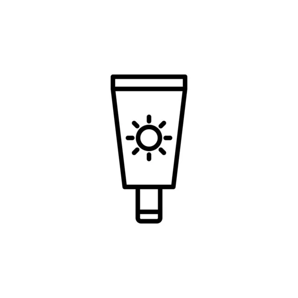 Sunblock Crème Solaire Lotion Icône Ligne Été Vecteur Illustration Modèle — Image vectorielle