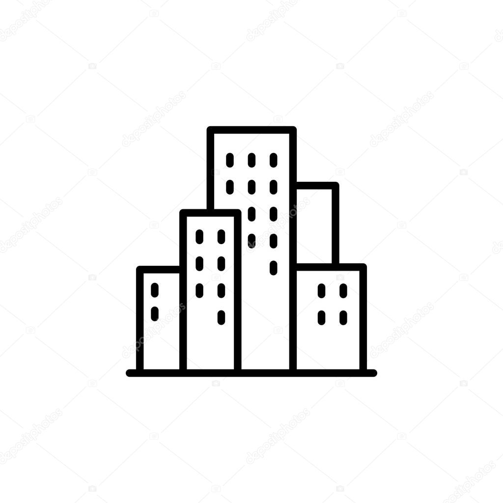 City, Town, Urban Line Icon, Vector, Illustration, Logo Template. Suitable For Many Purposes.