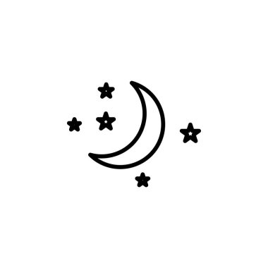 Moon, Night, Moonlight, Midnight Line Icon, Vector, Illustration, Logo Şablonu. Birçok Amaç İçin Uygun.