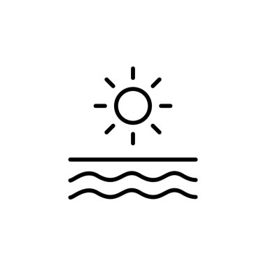 Sunrise, Sunset, Sun Line Simgesi, Vector, Illustration, Logo Şablonu. Birçok Amaç İçin Uygun.