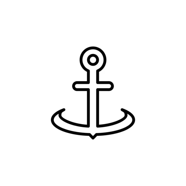 Kotwica Ikona Port Line Wektor Ilustracja Szablon Logo Nadaje Się — Wektor stockowy