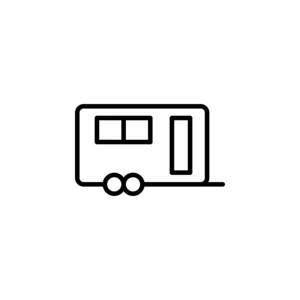 Caravana Camper Ícone Linha Viagem Vetor Ilustração Modelo Logotipo Adequado —  Vetores de Stock