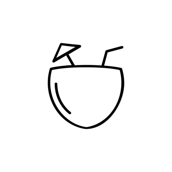 Coconut Drink Juice Line Icon Vector Illustration Logo Template Suitable — Stock Vector