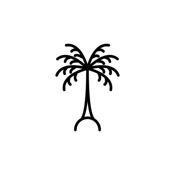 Palmier Noix Coco Arbre Île Icône Ligne Plage Vecteur Illustration — Image vectorielle