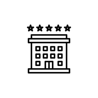Otel, Daire, Townhouse, Residential Line Icon, Vector, Illustration, Logo Şablonu. Birçok Amaç İçin Uygun.