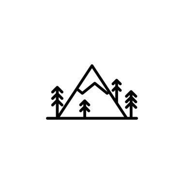 Mountain, Hill, Mount, Peak Line Simgesi, Vector, Illustration, Logo Şablonu. Birçok Amaç İçin Uygun.
