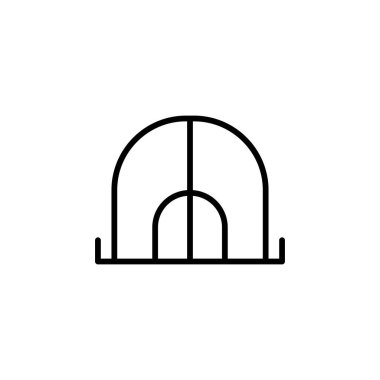 Kamp, çadır, kamp, seyahat hattı ikonu, vektör, illüstrasyon, logo şablonu. Birçok Amaç İçin Uygun.