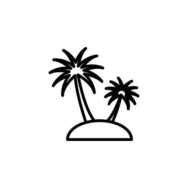 Palma Cocco Albero Isola Spiaggia Linea Icona Vettore Illustrazione Logo — Vettoriale Stock