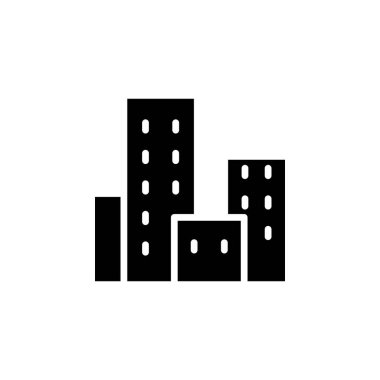 Şehir, Şehir, Şehir Katı Simgesi, Vektör, İllüstrasyon, Logo Şablonu. Birçok Amaç İçin Uygun.