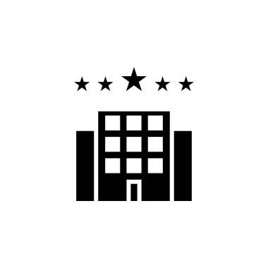 Otel, Daire, Townhouse, Residential Solid Icon, Vector, Illustration, Logo Şablonu. Birçok Amaç İçin Uygun.