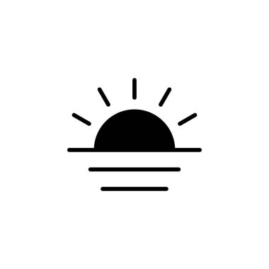 Sunrise, Sunset, Sun Solid Icon, Vector, Illustration, Logo Şablonu. Birçok Amaç İçin Uygun.
