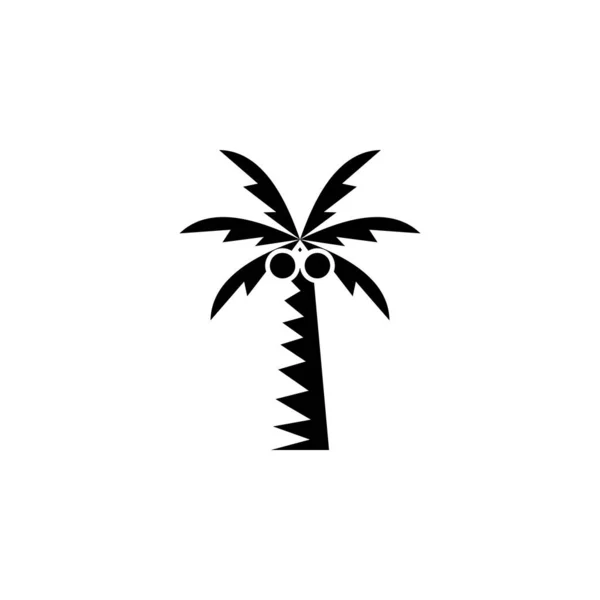 Palma Coco Árvore Ilha Ícone Sólido Praia Vetor Ilustração Modelo —  Vetores de Stock