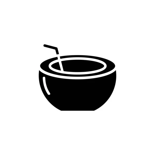 Coconut Drink Juice Solid Icon Vector Illustration Logo Template Suitable — Stock Vector