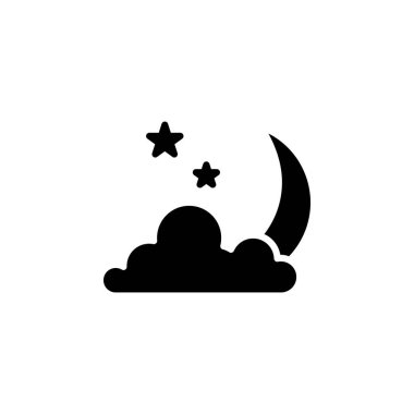 Yıldızlar, Gece Katı Simgesi Vektör İllüstrasyon Logo Şablonu. Birçok Amaç İçin Uygun.