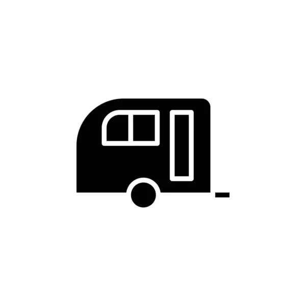 Caravane Camping Car Modèle Logo Illustration Vectorielle Icône Solide Voyage — Image vectorielle