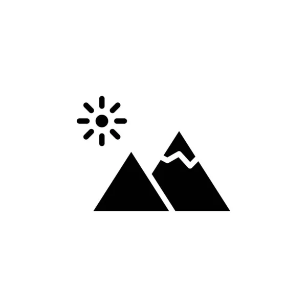Mountain Hill Mount Peak Solid Icon Vector Illustration Logo Template — Stock Vector