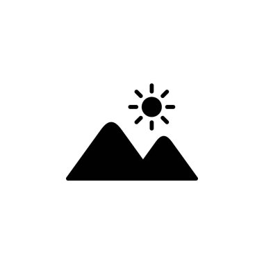 Sunrise, Sunset, Sun Solid Icon Vektör İllüstrasyon Logo Şablonu. Birçok Amaç İçin Uygun.