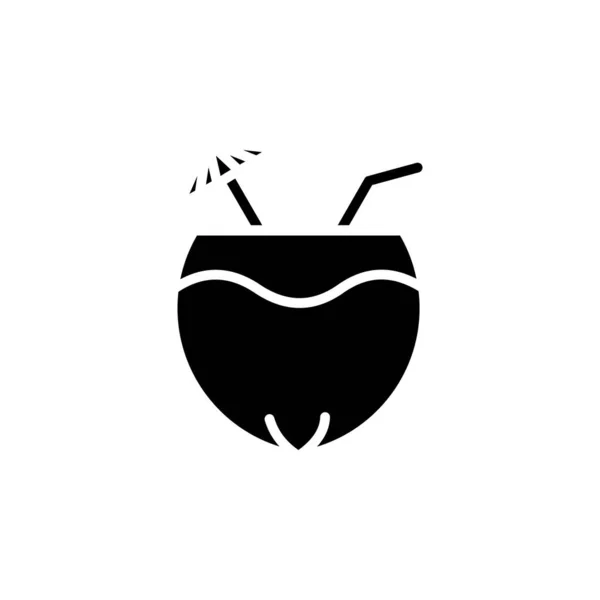 코코넛 Juice Solid Icon Vector Illustration Logo Template 사람들에게 적합하다 — 스톡 벡터