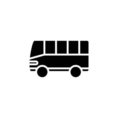 Otobüs, Otobus, Kamu, Ulaşım Katı Simge Vektör İllüstrasyon Logo Şablonu. Birçok Amaç İçin Uygun.