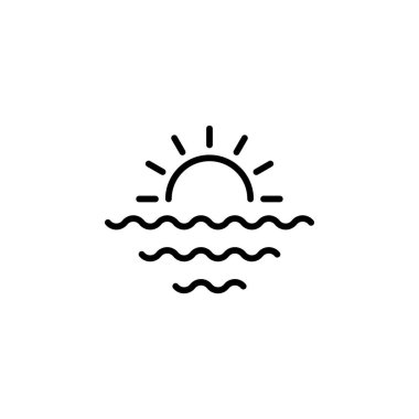 Sunrise, Sunset, Sun Solid Icon Vektör İllüstrasyon Logo Şablonu. Birçok Amaç İçin Uygun.