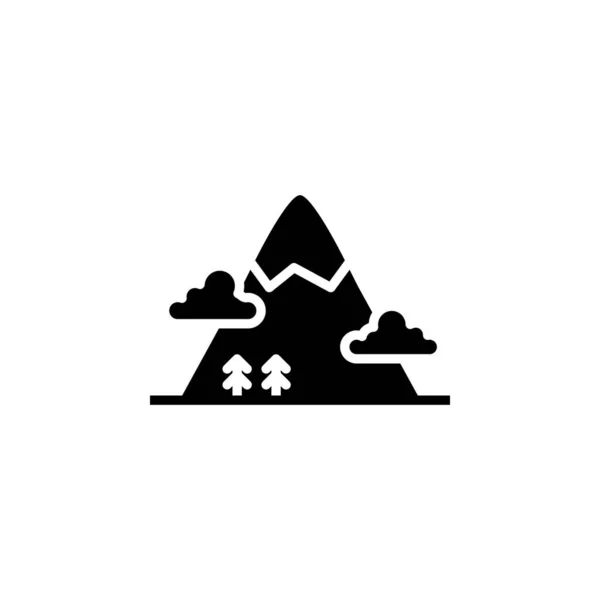 Berg Hügel Berg Gipfel Solid Icon Vector Illustration Logo Template — Stockvektor