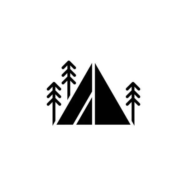 Modèle Logo Illustration Vectorielle Icône Solide Camp Tente Camping Voyage — Image vectorielle
