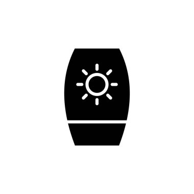 Güneş kremi, güneş kremi, losyon, Solid Icon Vektör İllüstrasyon Logosu Şablonu. Birçok Amaç İçin Uygun.