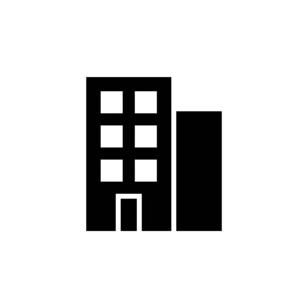 Hotel Apartamento Moradia Residencial Solid Icon Vector Ilustração Logo Template —  Vetores de Stock