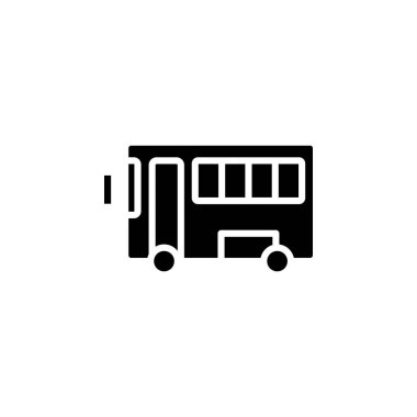 Otobüs, Otobus, Kamu, Ulaşım Katı Simge Vektör İllüstrasyon Logo Şablonu. Birçok Amaç İçin Uygun.