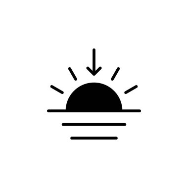 Sunrise, Sunset, Sun Solid Icon Vektör İllüstrasyon Logo Şablonu. Birçok Amaç İçin Uygun.