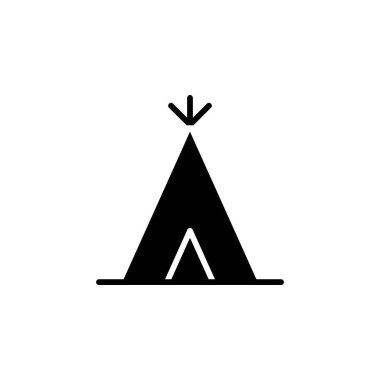 Kamp, Çadır, Kamp, Seyahat Katı Simge Tanıtım Logosu Şablonu. Birçok Amaç İçin Uygun.