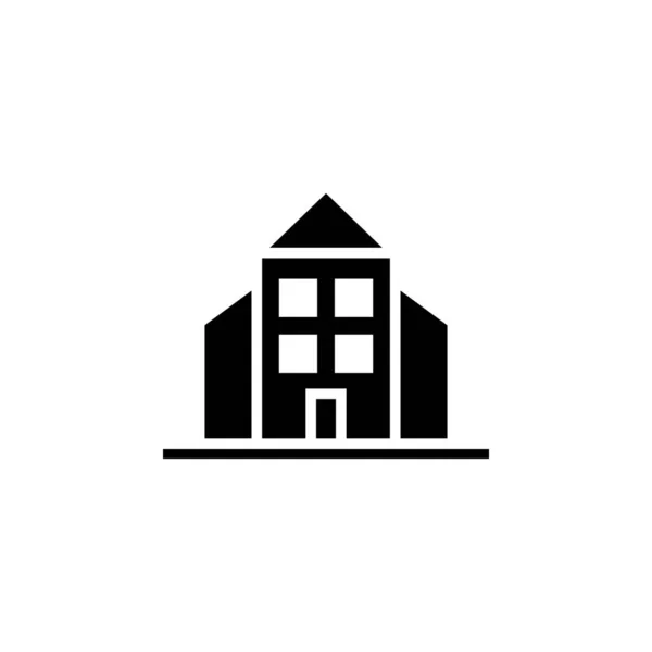 Hotel Apartamento Moradia Residencial Solid Icon Vector Ilustração Logo Template —  Vetores de Stock