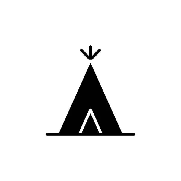 Modèle Logo Illustration Vectorielle Icône Solide Camp Tente Camping Voyage — Image vectorielle