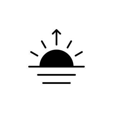 Sunrise, Sunset, Sun Solid Icon Vektör İllüstrasyon Logo Şablonu. Birçok Amaç İçin Uygun.