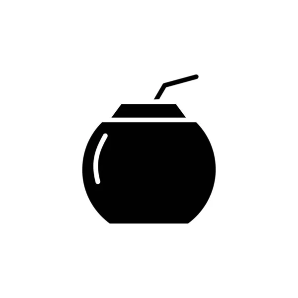 코코넛 Juice Solid Icon Vector Illustration Logo Template 사람들에게 적합하다 — 스톡 벡터