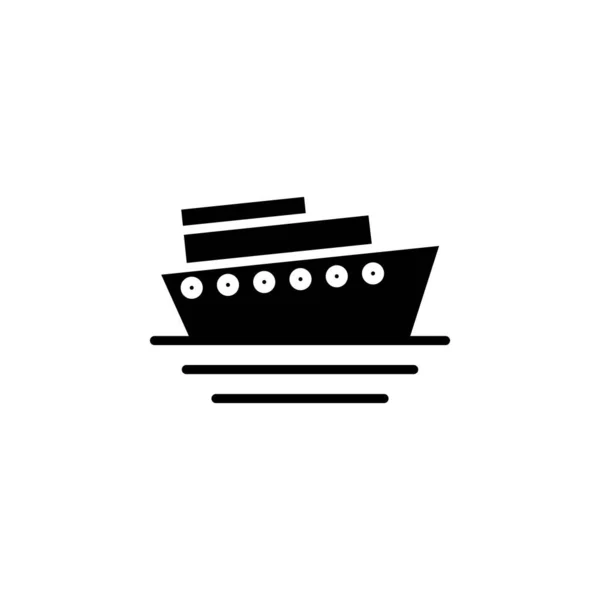 Nave Barca Barca Vela Solid Icon Vector Illustration Logo Template — Vettoriale Stock