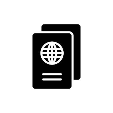 Pasaport, Seyahat, İş Katı Simge Vektör İllüstrasyon Logo Şablonu. Birçok Amaç İçin Uygun.