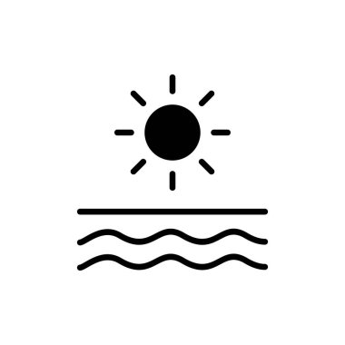 Sunrise, Sunset, Sun Solid Icon Vektör İllüstrasyon Logo Şablonu. Birçok Amaç İçin Uygun.