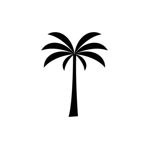 Palmiye Hindistan Cevizi Ağaç Ada Plaj Katı Ikon Vektör Logo — Stok Vektör