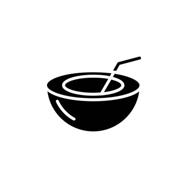 Hindistan cevizi İçeceği, Katı Simge Vektör İllüstrasyon Logosu Şablonu. Birçok Amaç İçin Uygun.