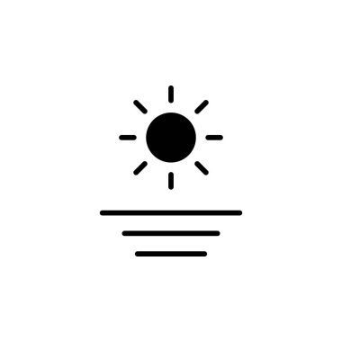 Sunrise, Sunset, Sun Solid Icon Vektör İllüstrasyon Logo Şablonu. Birçok Amaç İçin Uygun.