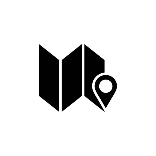 GPS, Harita, Navigasyon, Yön Katı Simge Vektör Çizim Logosu Şablonu. Birçok Amaç İçin Uygun.